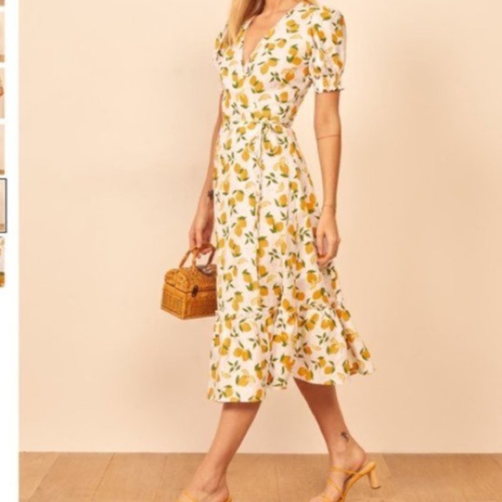 Reformation Veronika Lemonade Print Midi Dress